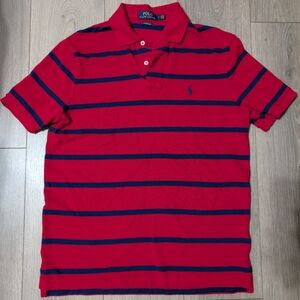EUC•Polo Ralph Lauren Classic Fit Red W/Blue Horizontal Stripes Polo•Small 🐎
